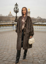 Manteau fourrure vegan tressée - Veste chaude élégante marron ou beige